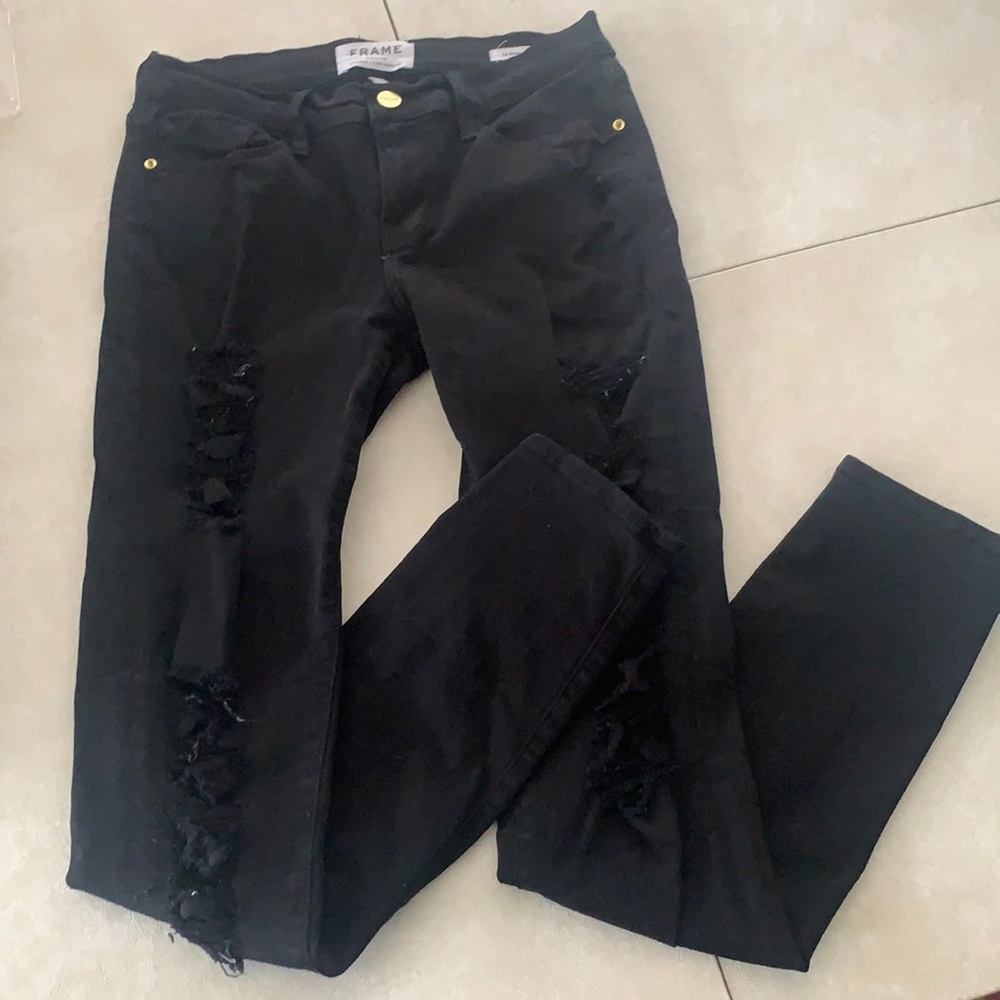 FRAME denim black skinny jeans